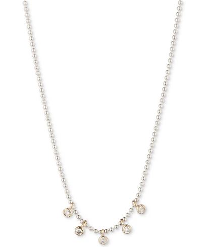 Lauren Ralph Lauren Two-Tone Cubic Zirconia Frontal Necklace, 16" + 3" extender