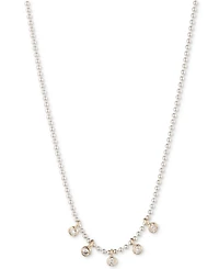 Lauren Ralph Lauren Two-Tone Cubic Zirconia Frontal Necklace, 16" + 3" extender