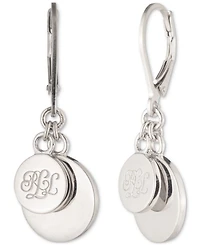 Lauren Ralph Lauren Sterling Silver Script Coin Drop Earrings