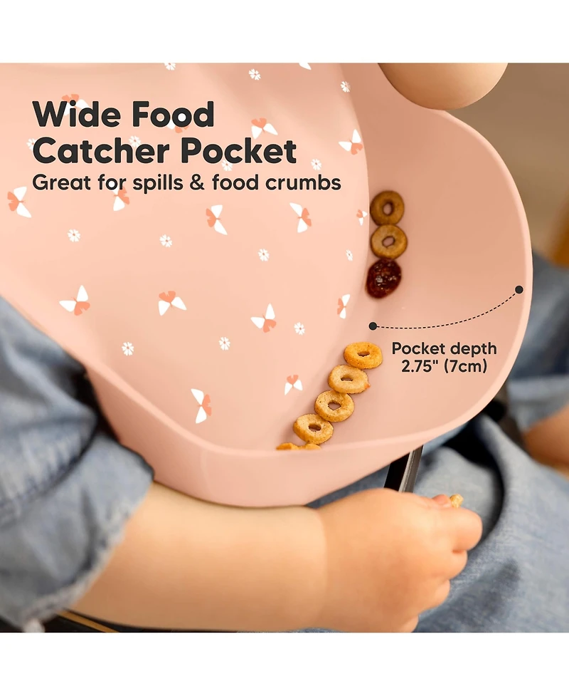 KeaBabies 2-Pack Silicone Bibs For Babies, Food Grade Silicone Baby Bibs for Eating, Feeding, Toddler Bibs, Boys, Girls