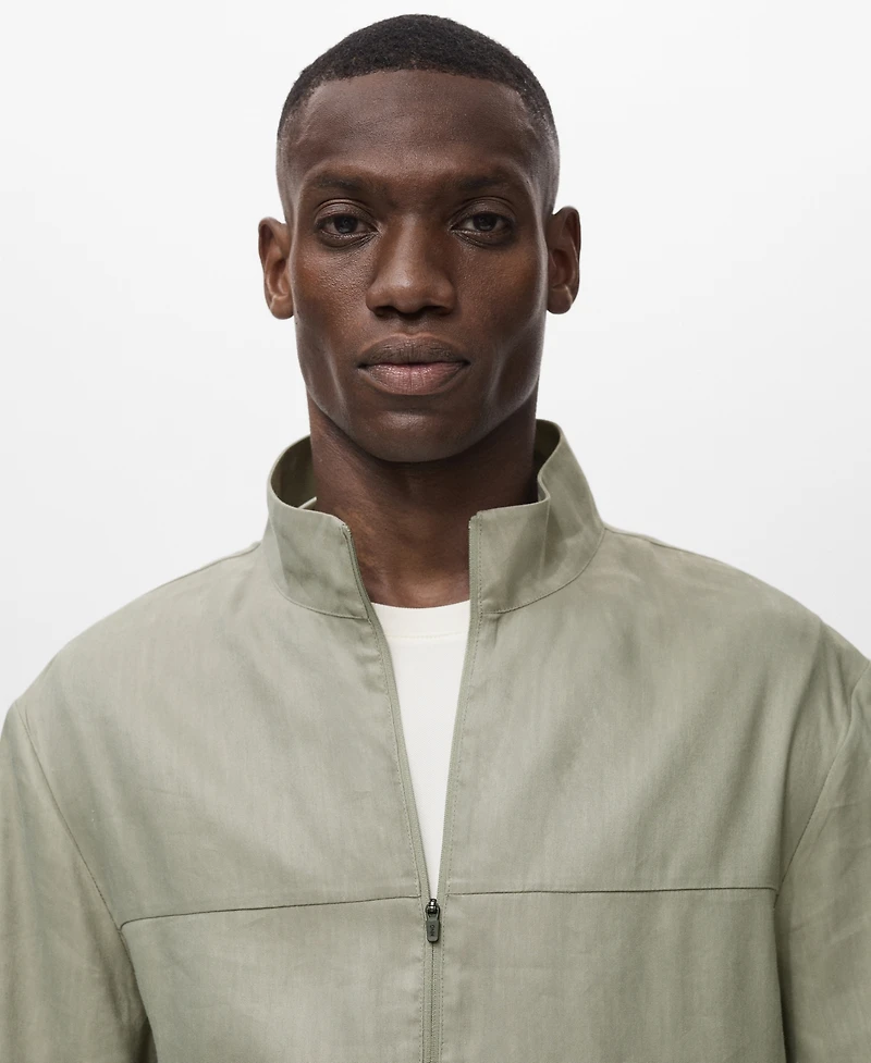 Mango Men's Zipper Linen Jacket