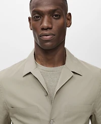 Mango Men's Pockets and Bowling Collar Shirt
