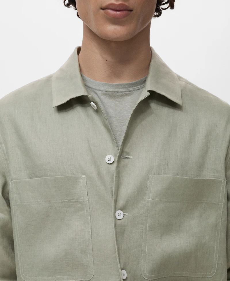 Mango Men's Linen Lightweight Overshirt