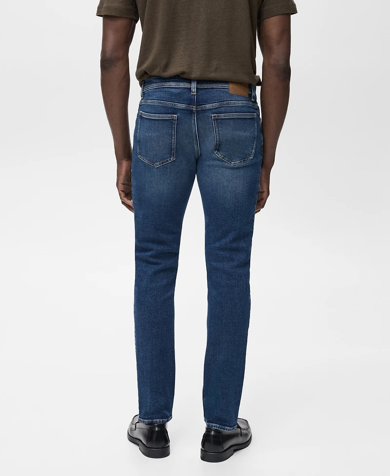 Mango Men's Jan Slim-Fit Faded Dark-Wash Jeans