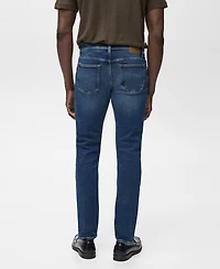 Mango Men's Jan Slim-Fit Faded Dark-Wash Jeans