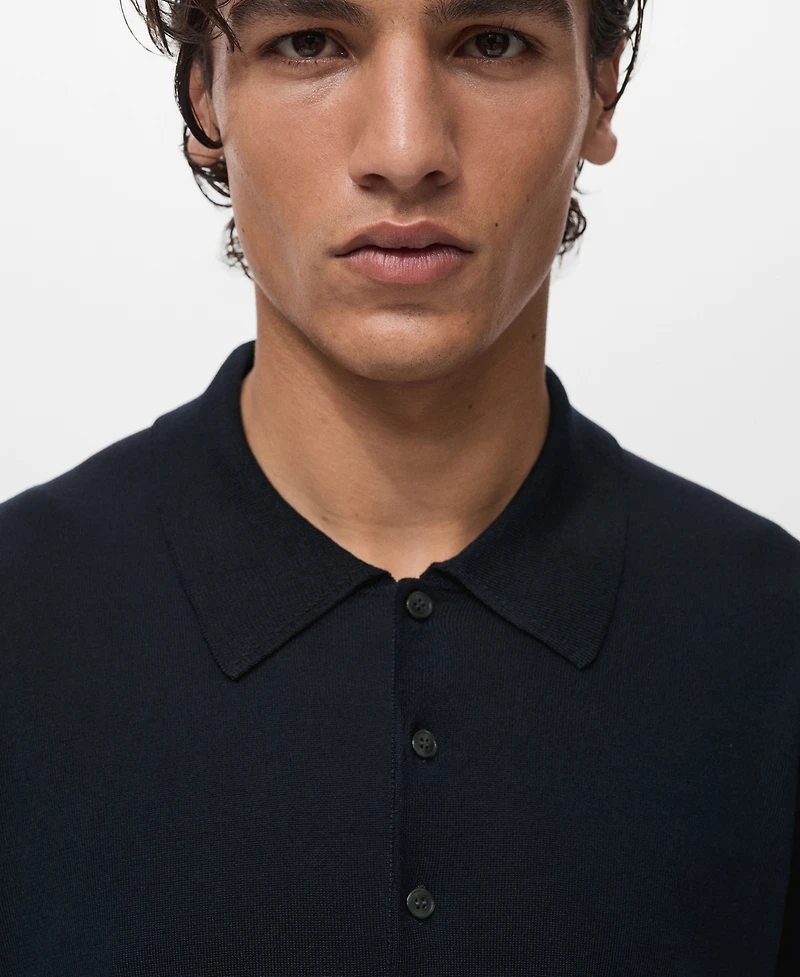 Mango Men's Fine-Knit Lyocell Polo Shirt