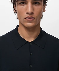 Mango Men's Fine-Knit Lyocell Polo Shirt