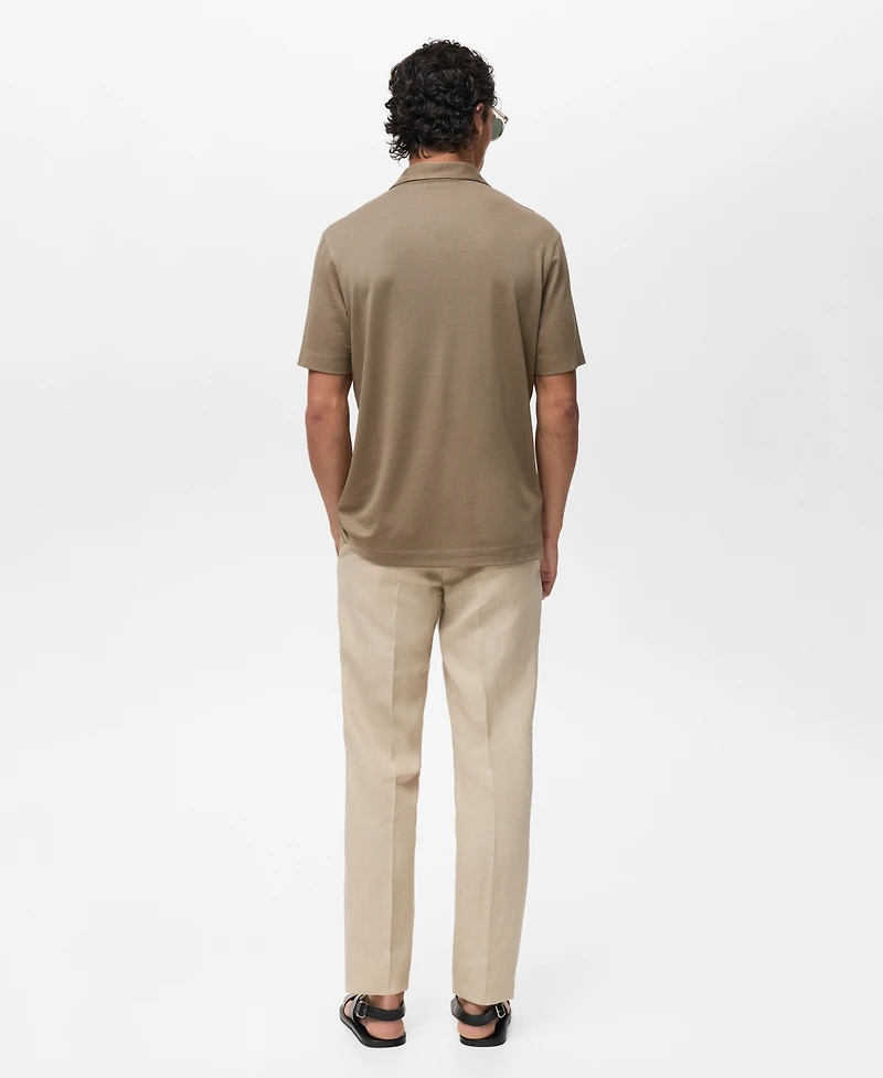 Mango Men's Bowling Collar Lyocell Polo Shirt