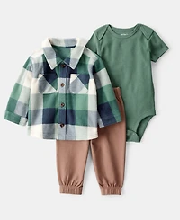 Carter's Baby Boys Plaid Little Jacket, Bodysuit & Pants, 3 Piece Set