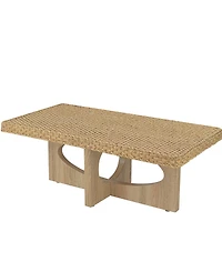 Gallerie Decor 46" Water Hyacinth Woven Top Rectangle Coffee Table