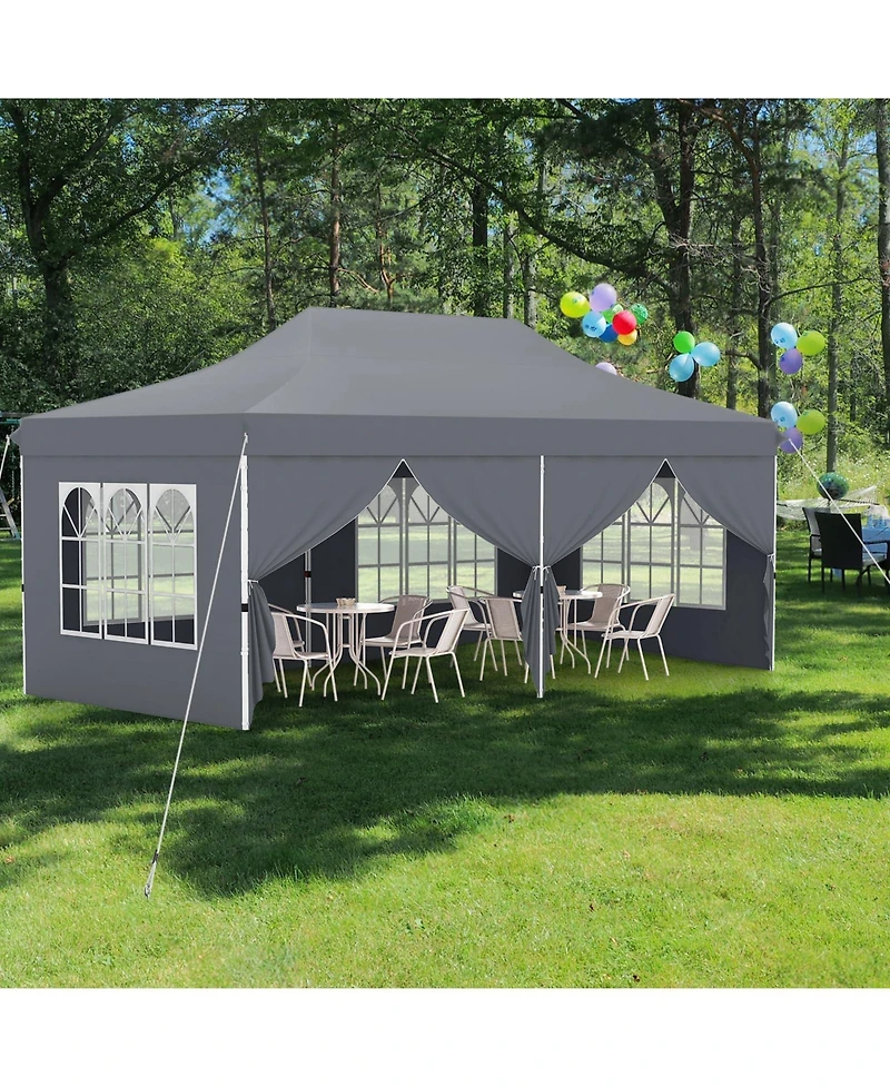 10 x 20 Feet Pop up Canopy with 6 Sidewalls Windows and Carrying Bag