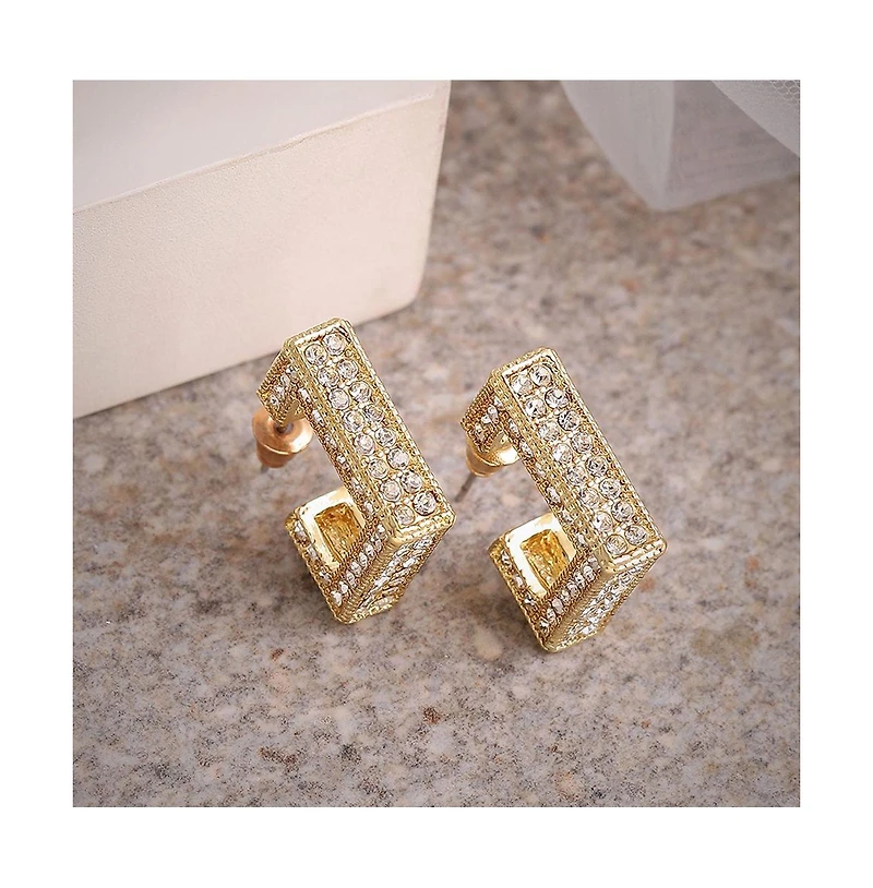 Sohi Women's Gold Plated Party Designer Stone Hoop Earrings