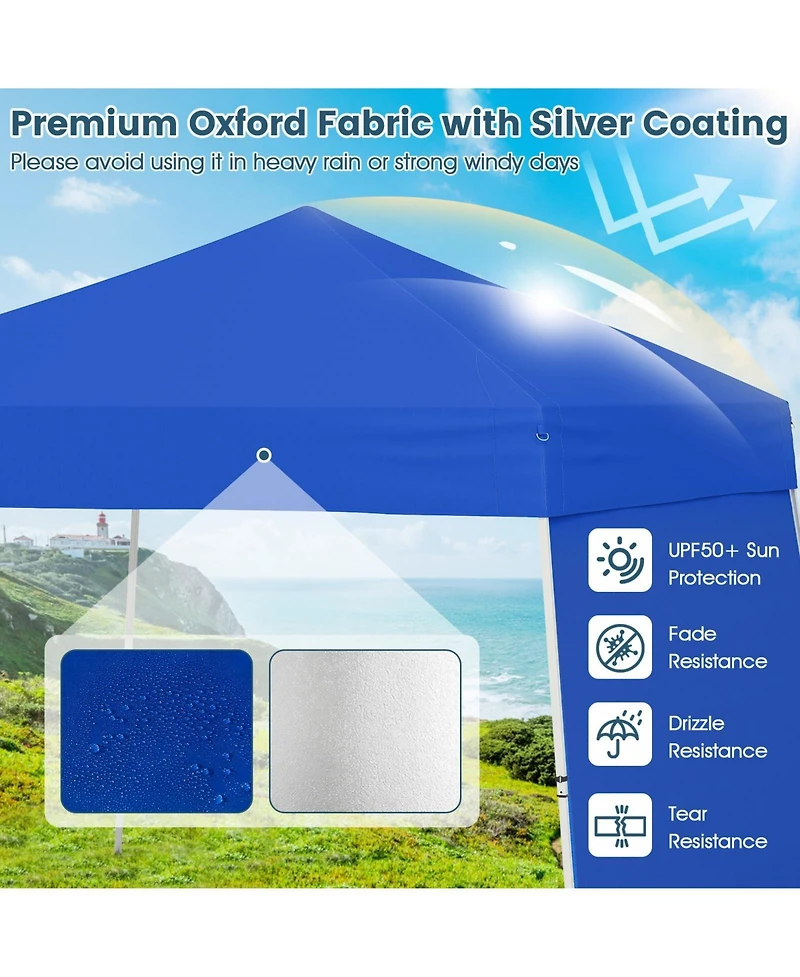 14 x 9.2 Feet Pop up Canopy Tent with 2 Convertible Sidewalls to Awning and Stakes