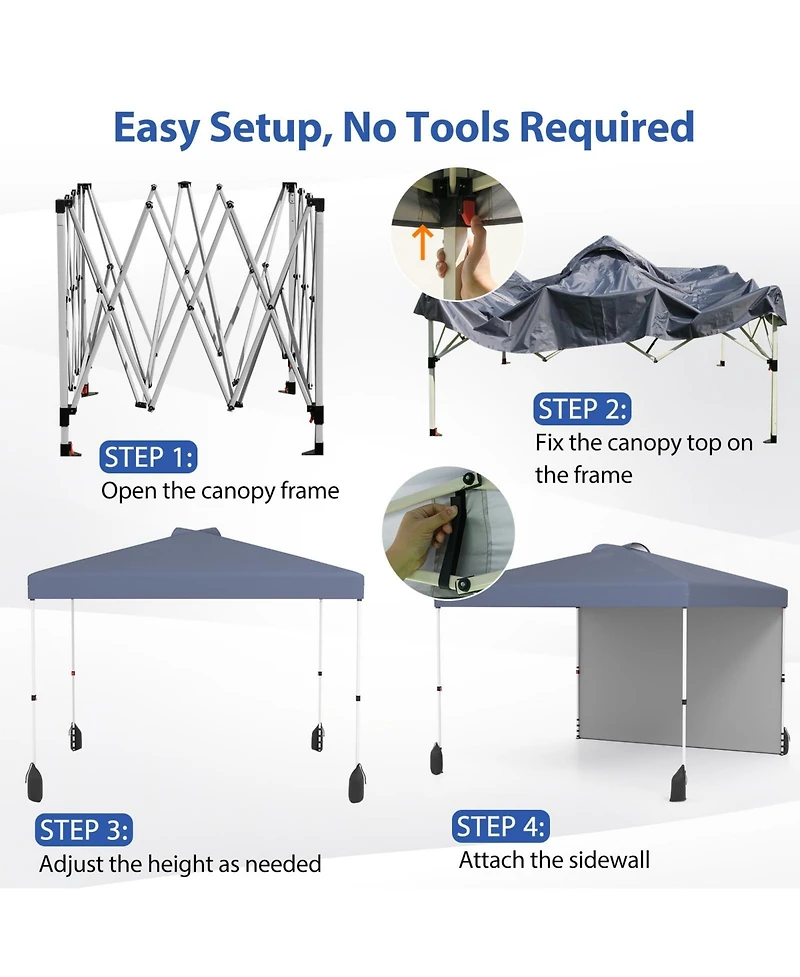 Mecale 10 X 10 Ft Pop up Canopy Tent with 1 Sidewall and Wheeled Bag