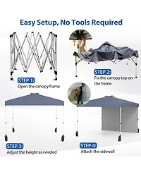 Mecale 10 X 10 Ft Pop up Canopy Tent with 1 Sidewall and Wheeled Bag
