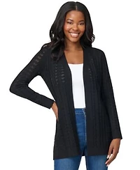 Melissa Paige Womens Pointelle Open Front Cardigan Xs 3x