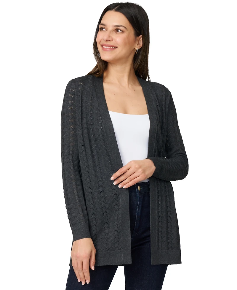 Melissa Paige Women's Pointelle Open-Front Cardigan