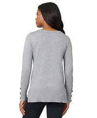 Melissa Paige Women's Button-Cuff Lightweight Tunic Sweater