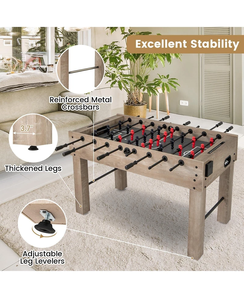 54 Inches Full Size Foosball Table with Legs 2 Balls and 2 Foldable Cup Holders for Kids Teens Adults