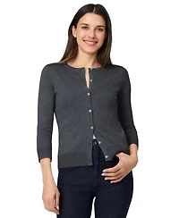 Melissa Paige Women's Crewneck Button-Front Cardigan