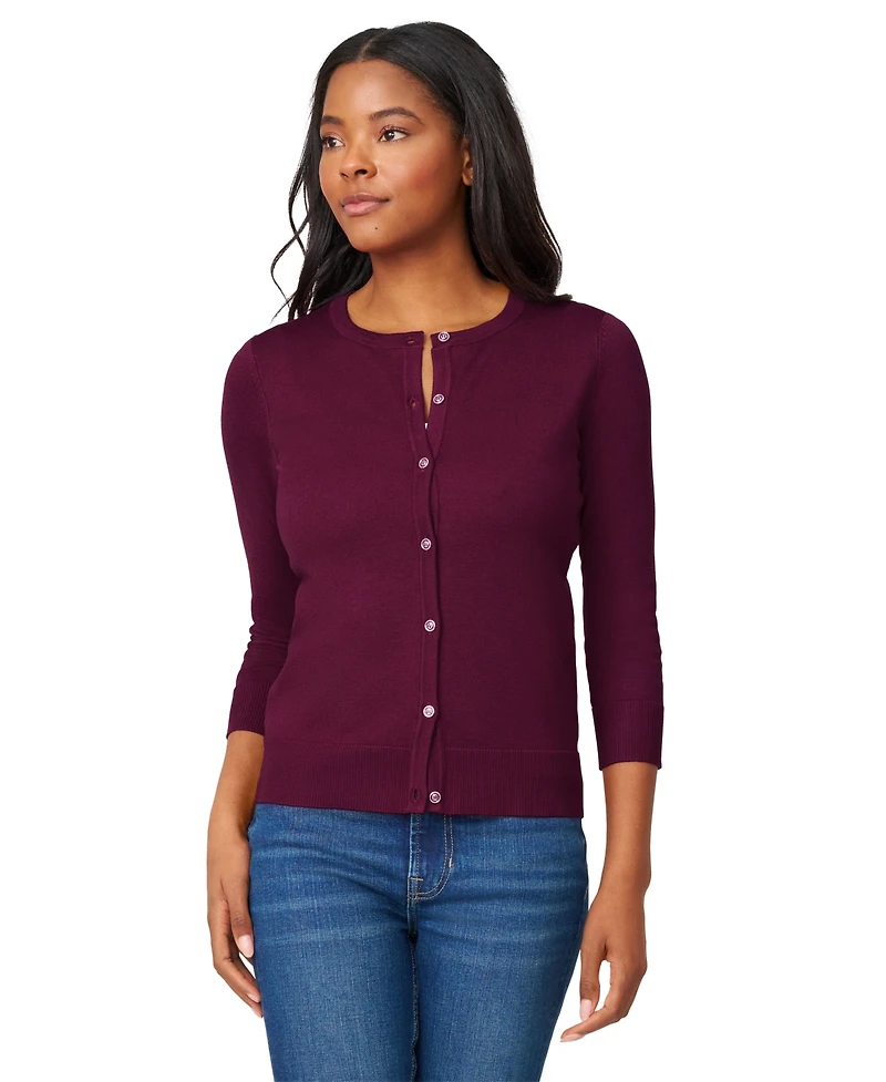 Melissa Paige Women's Crewneck Button-Front Cardigan