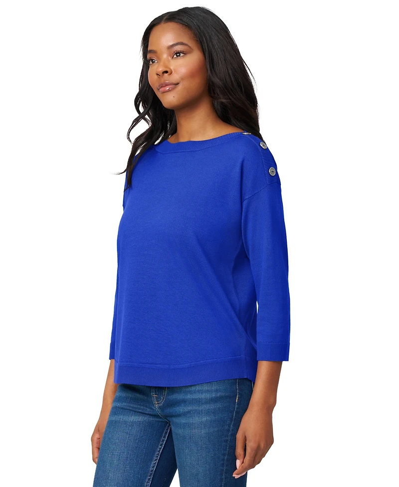 Melissa Paige Women's Boat-Neck Button-Shoulder Sweater
