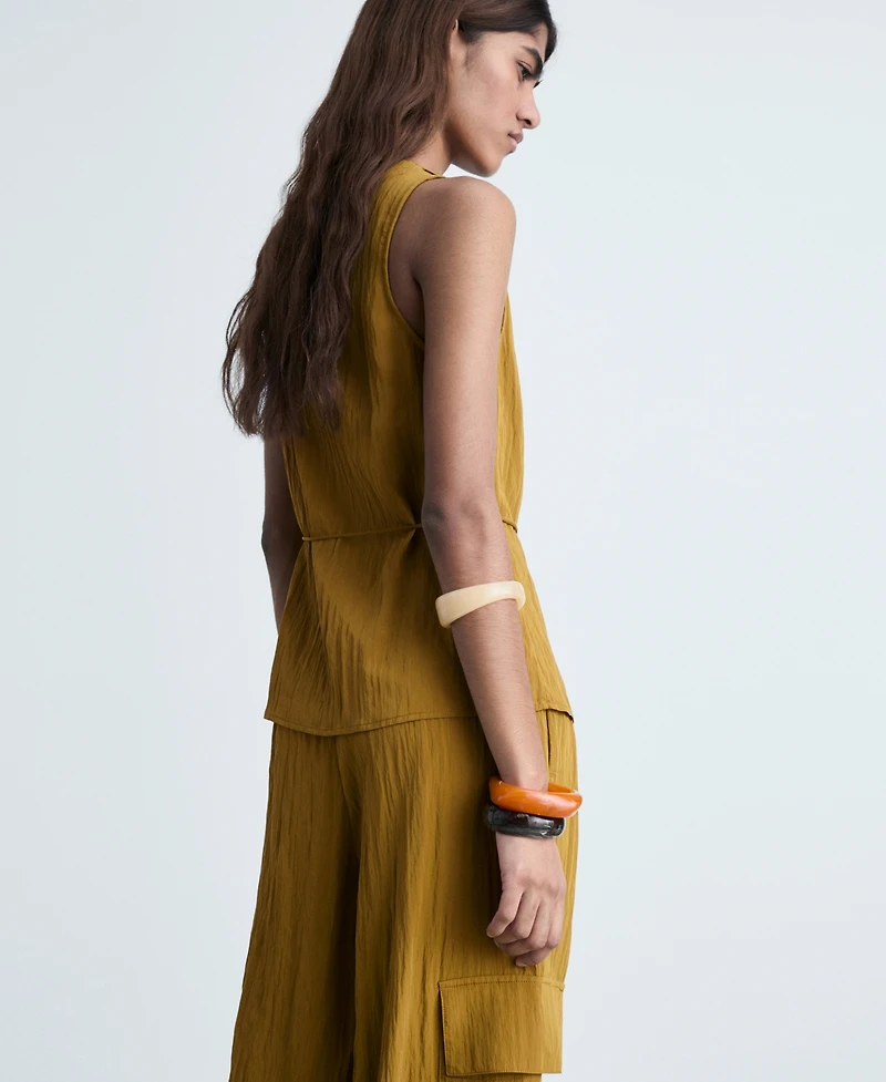 Mango Women's Textured Bow Top