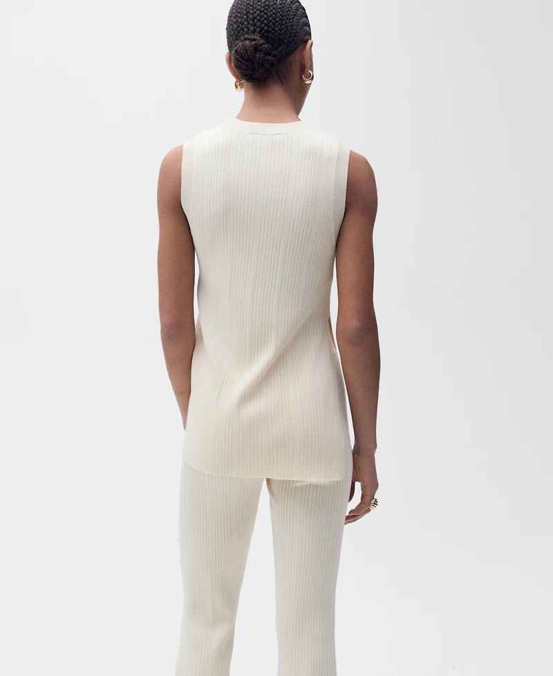 Mango Women's Side Openings Ribbed Top