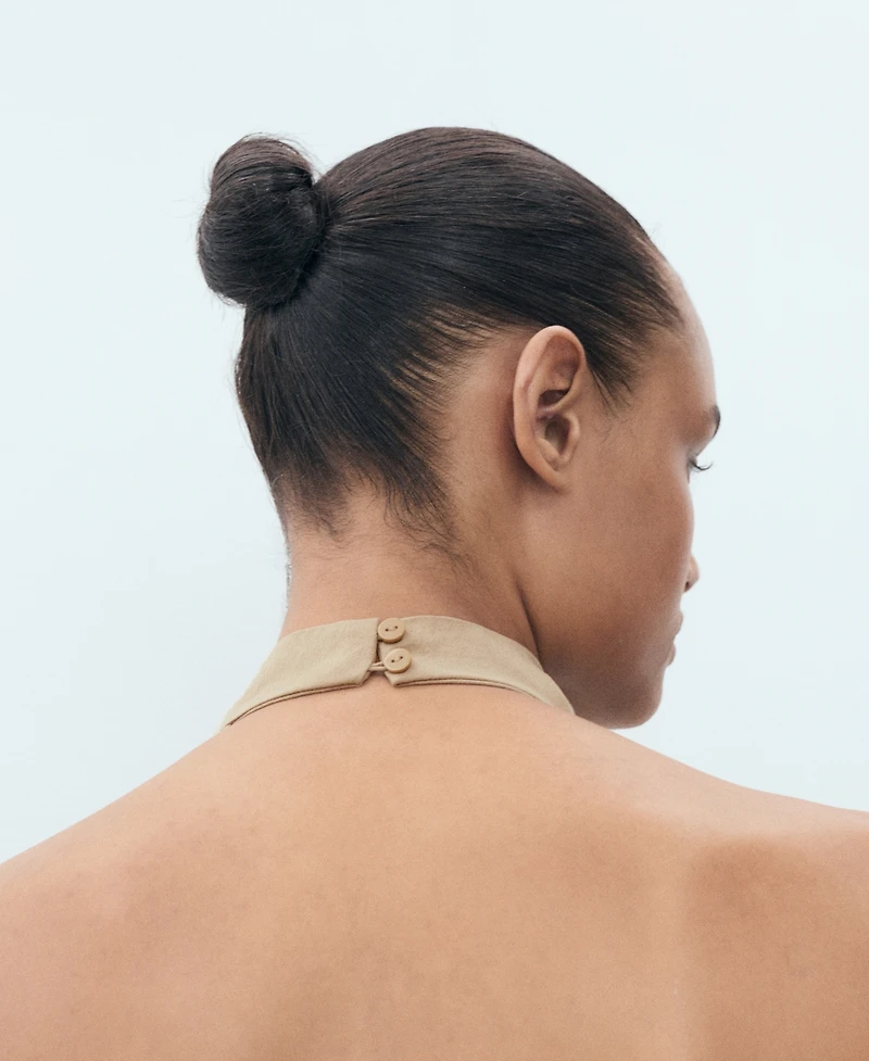 Mango Women's Draped Neck Lyocell Top