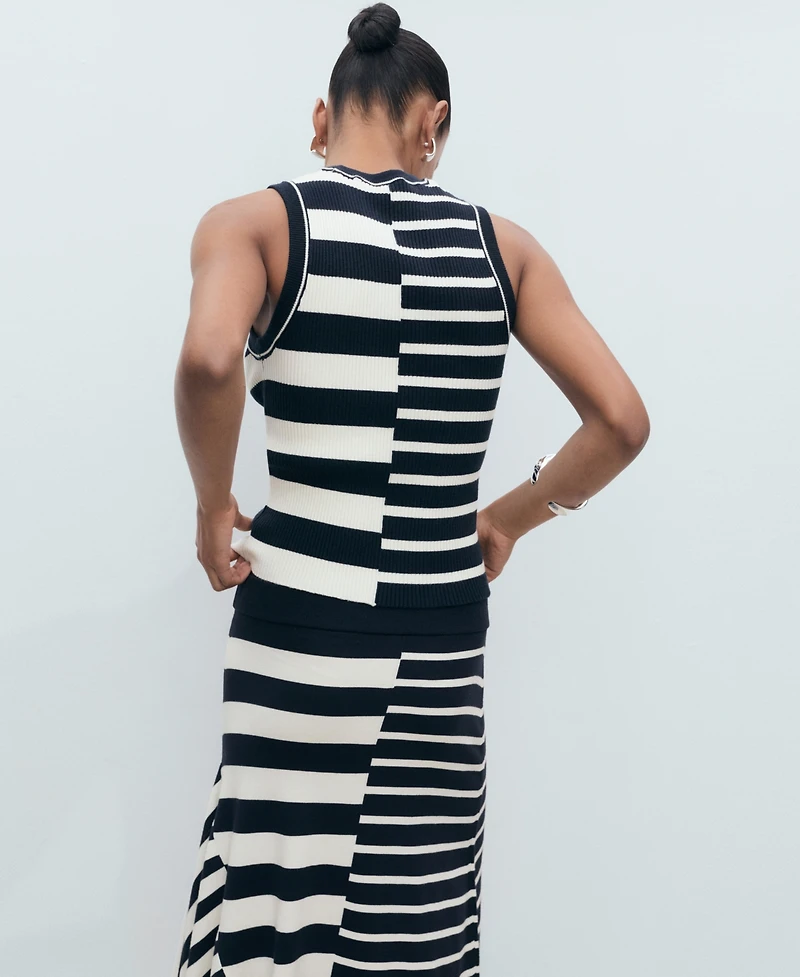 Mango Women's Striped Knit Top