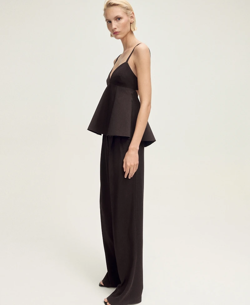 Mango Women's Open Back V-Neck Top