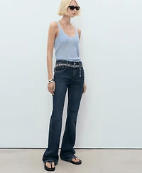 Mango Women's Rhinestone Detail Knitted Top