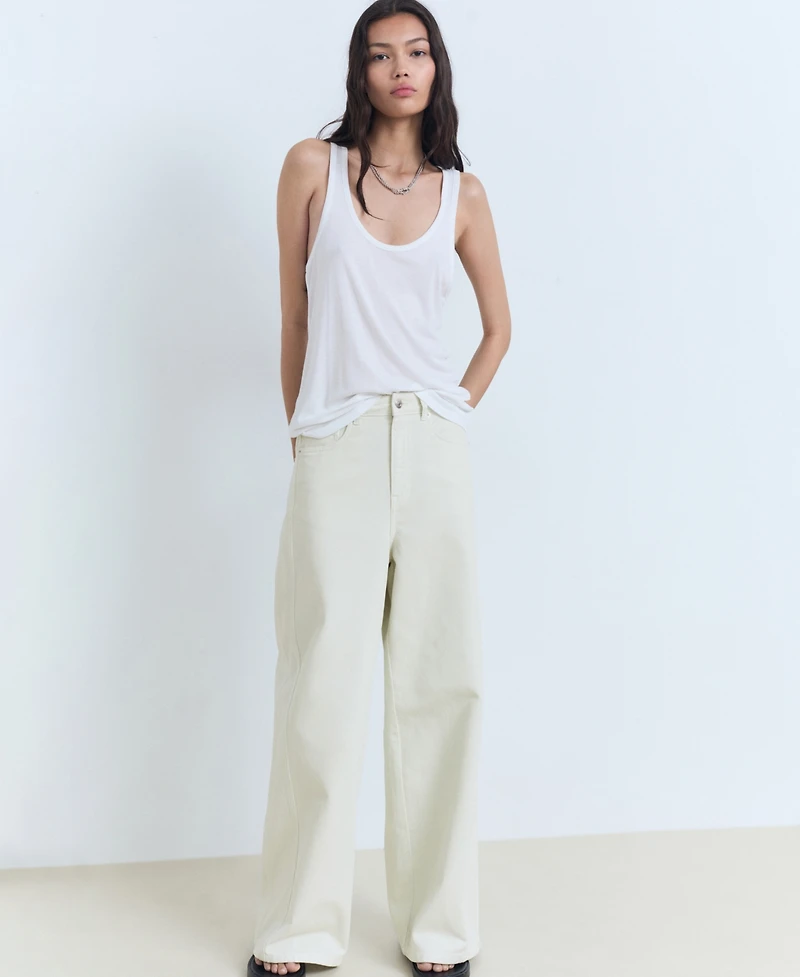 Mango Women's Wide Leg Mid-Rise Jeans