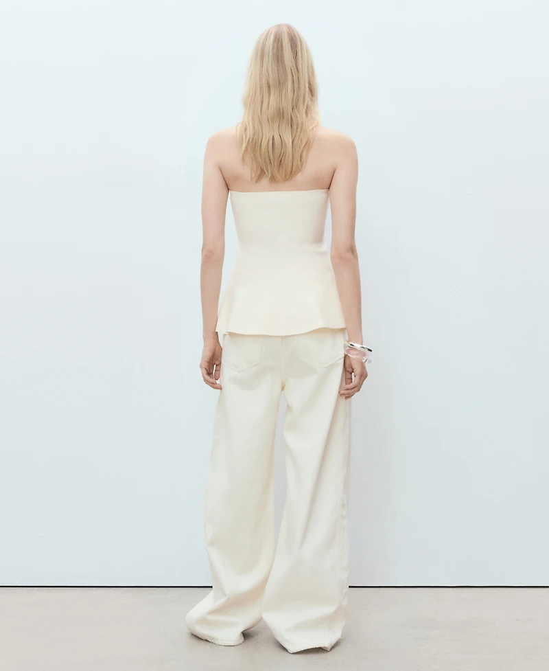 Mango Women's Strapless Knitted Top