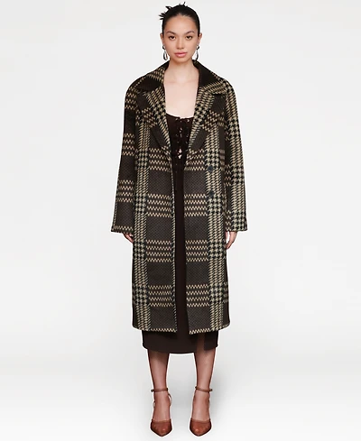 Avec Les Filles Women's Single-Breasted Plaid Coat