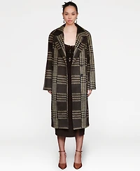 Avec Les Filles Women's Single-Breasted Plaid Coat