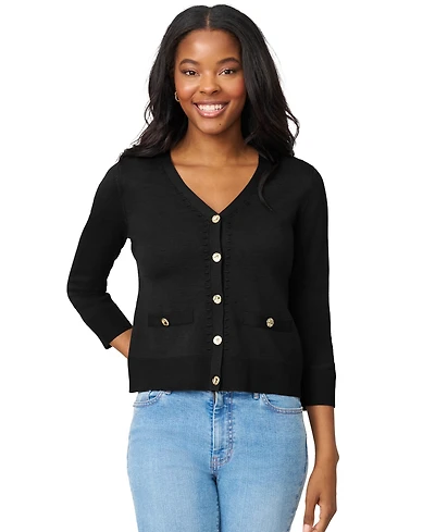 Melissa Paige Women's V-Neck 3/4-Sleeve Cardigan