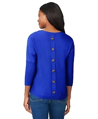 Melissa Paige Women's Boatneck Button-Back Dolman-Sleeve Sweater