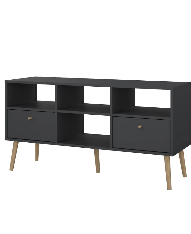 Tvilum 23.94" Wood 2 Drawer and 4 Shelf Tv Stand