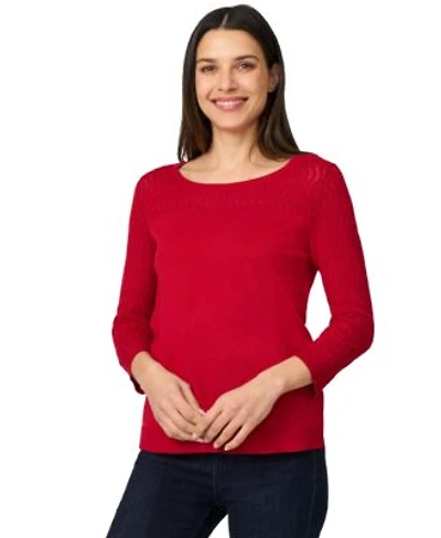 Melissa Paige Womens Crewneck Pointelle 3 4 Sleeve Lightweight Sweater Pxs Xl