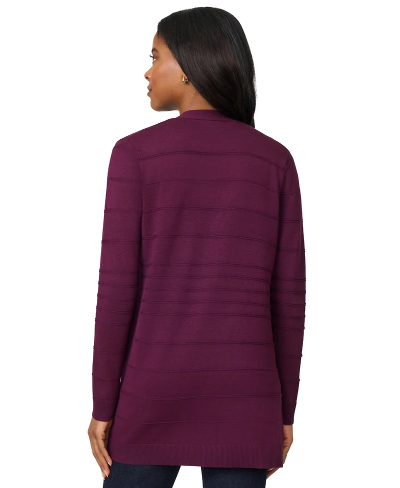 Melissa Paige Women's Ribbed Open-Front Long Cardigan