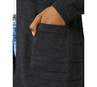 Melissa Paige Women's Ribbed Open-Front Long Cardigan