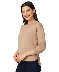 Melissa Paige Women's Ottoman-Rib Crewneck 3/4-Sleeve Sweater