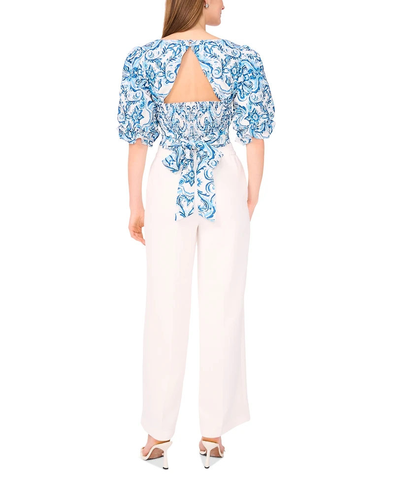 Parker Women's The Lona Printed Blouson-Sleeve Blouse