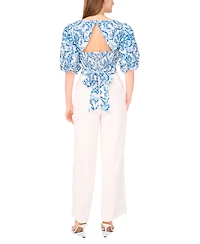 Parker Women's The Lona Printed Blouson-Sleeve Blouse
