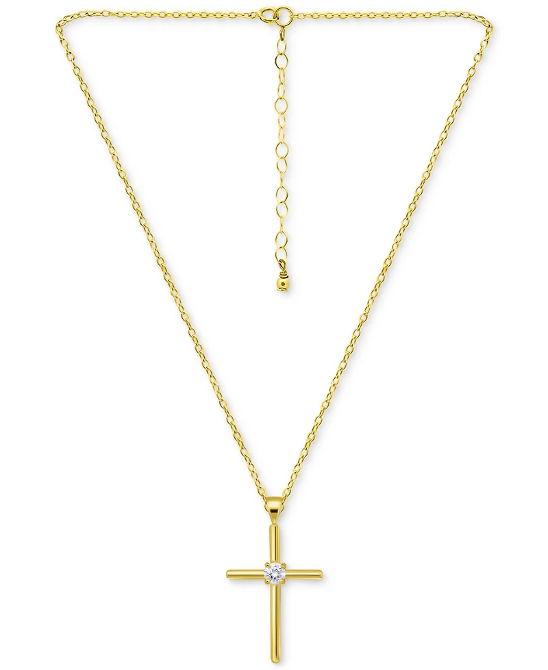 Giani Bernini Cubic Zirconia Cross Pendant Necklace (3/8 ct. t.w.) Sterling Silver, 16" + 2" extender