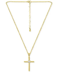 Giani Bernini Cubic Zirconia Cross Pendant Necklace (3/8 ct. t.w.) Sterling Silver, 16" + 2" extender