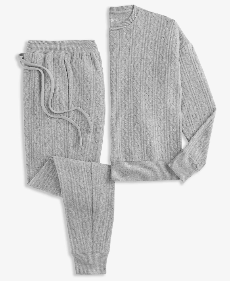 State of Day Women's Cable Jogger Pajama Set, Xs-3X, Macy's Exclusive
