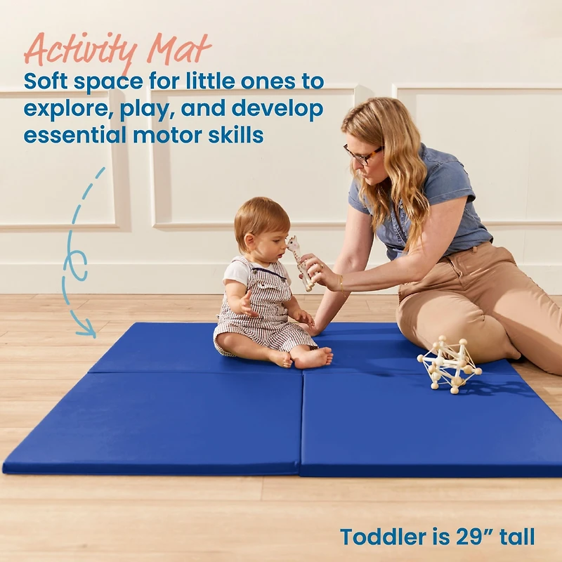 ECR4Kids SoftZone Play Patch Activity Mat Squares, Orange, 4-Pack