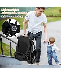 Costway Baby Stroller Foldable Infant Pram with Reclining Backrest Handle